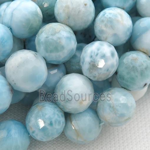 Natural Larimar Beads Faceted Round AAA-Grade