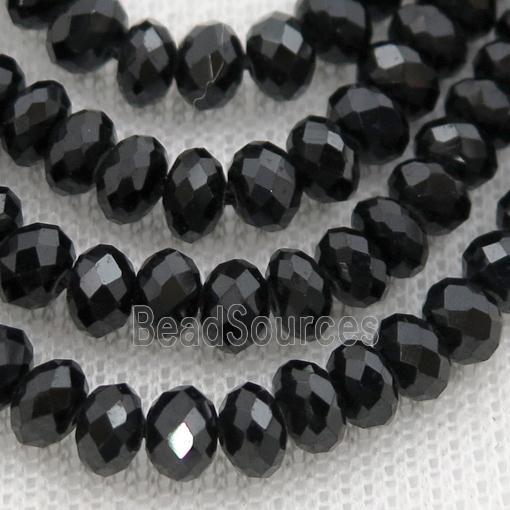 Black Spinel Beads, faceted rondelle