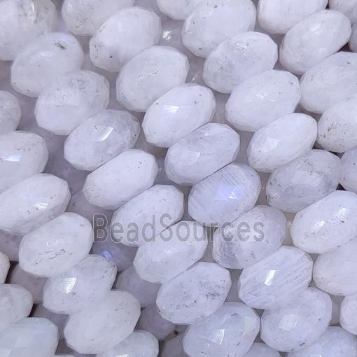 white Moonstone beads, faceted rondelle