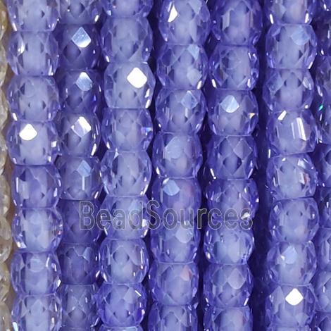 purple Cubic Zircon Beads, faceted rondelle