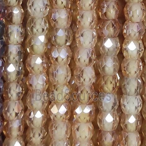 champagne Cubic Zircon Beads, faceted rondelle