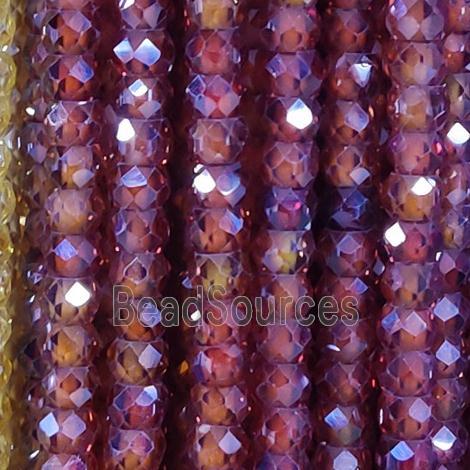 deep red Cubic Zircon Beads, faceted rondelle