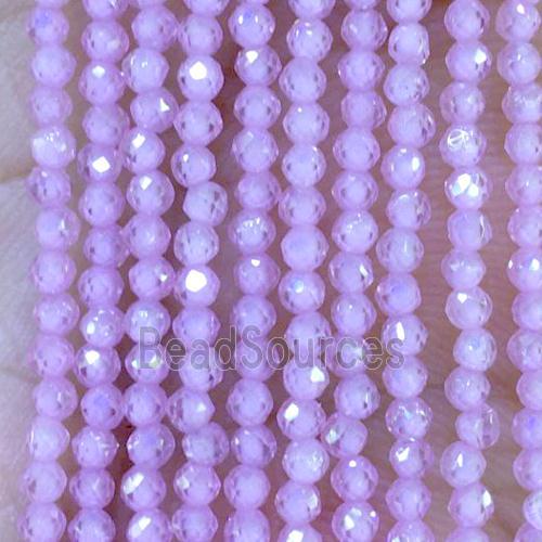 pink Cubic Zircon Beads, faceted round