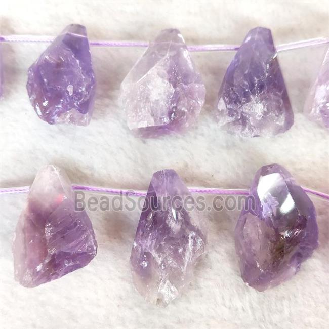 purple Amethyst teardrop nugget beads, topdrilled