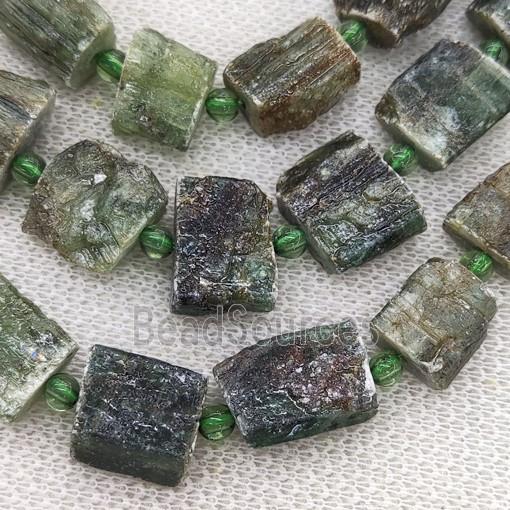 green Kyanite Beads, freeform