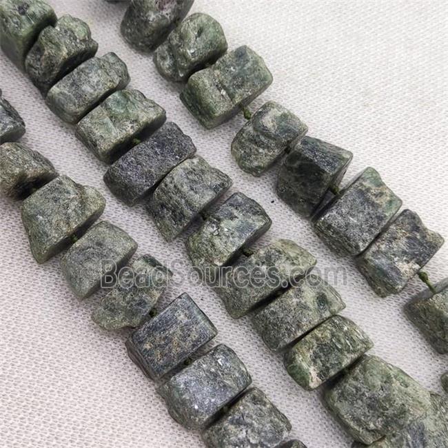 green kyanite nugget beads, freeform