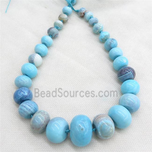 blue Agate graduated beads, rondelle, dye