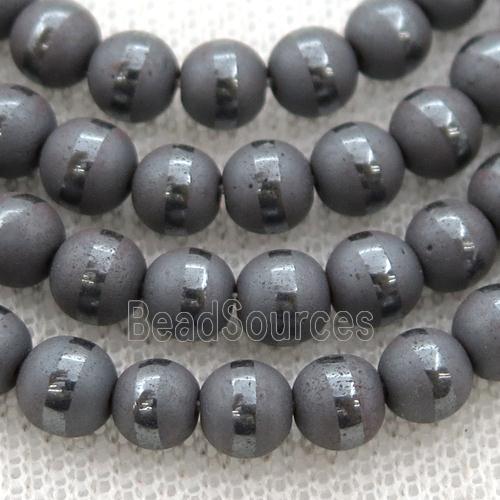 round Black Hematite Beads with line, matte