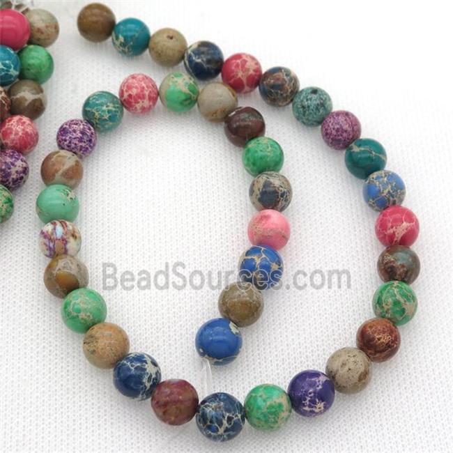 round Imperial Jasper Beads, mix color