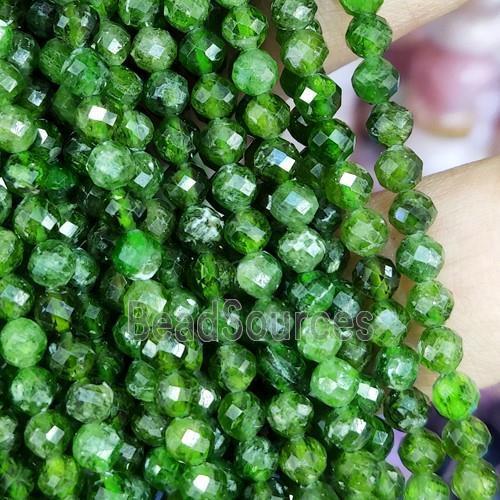 green Diopside Beads, faceted round