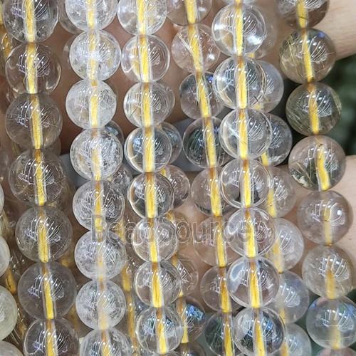 round Gold Rutilated Quartz Beads