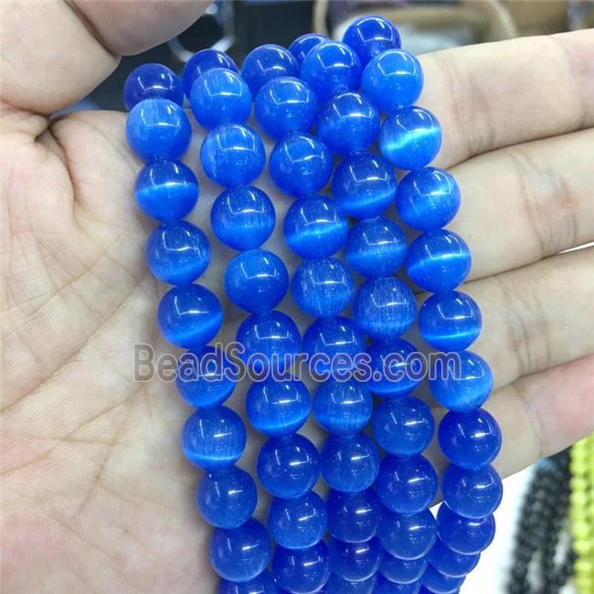 blue round Cats Eye Stone Beads