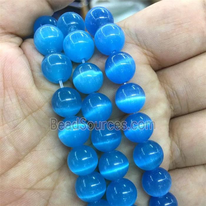 blue round Cats Eye Stone Beads