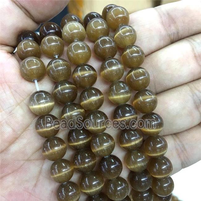 coffee round Cats Eye Stone Beads