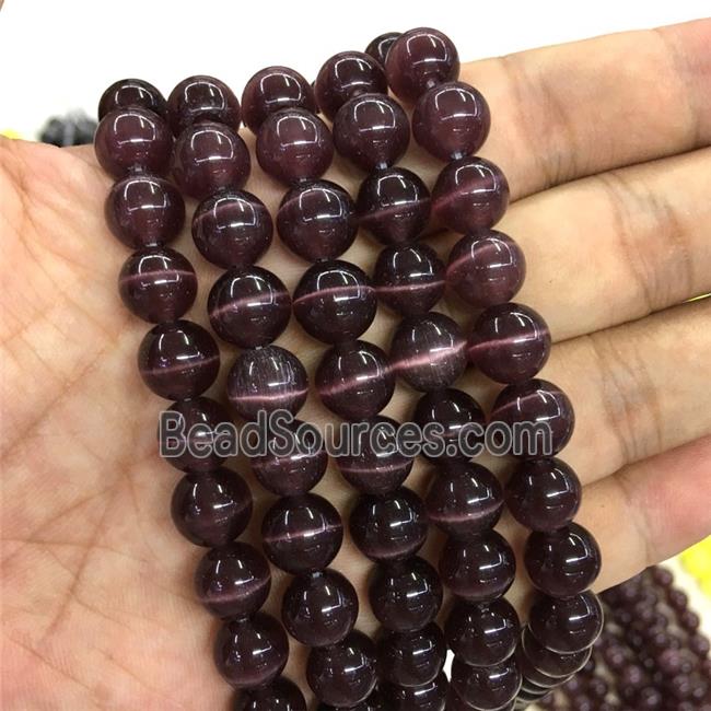 darkpurple round Cats Eye Stone Beads