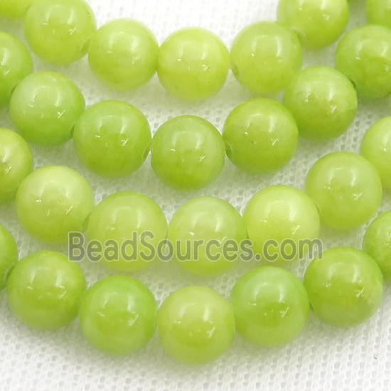 olive Mashan Jade Beads, round