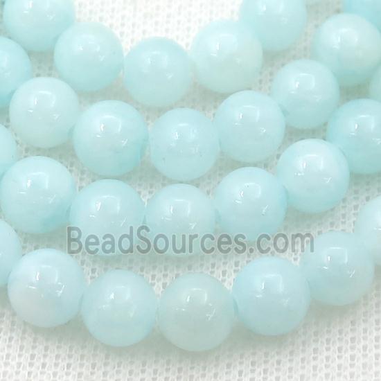 lt.blue Mashan Jade Beads, round