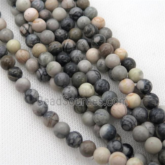 Black Picasso Jasper Beads Creek Smooth Round