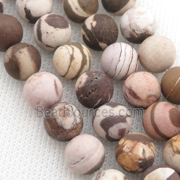 round Australian Zebra Jasper Beads, matte