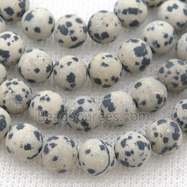 round black Dalmatian Jasper Beads, matte