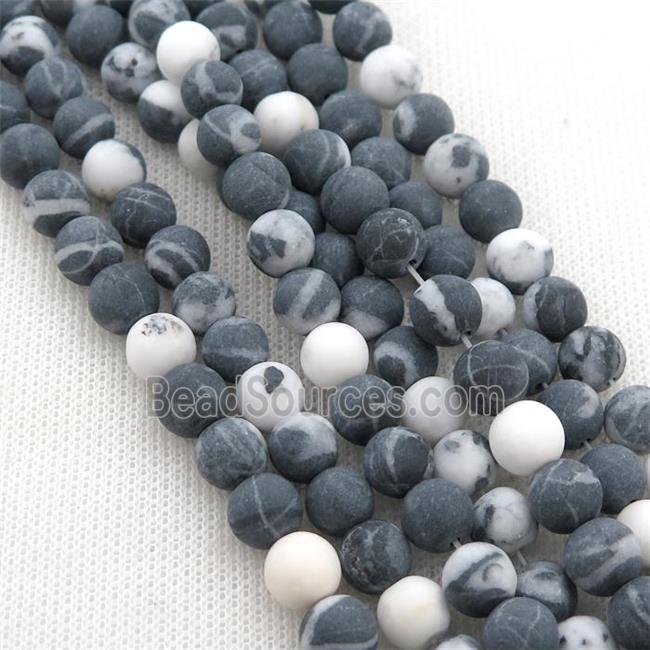 round white black Jasper Beads, matte