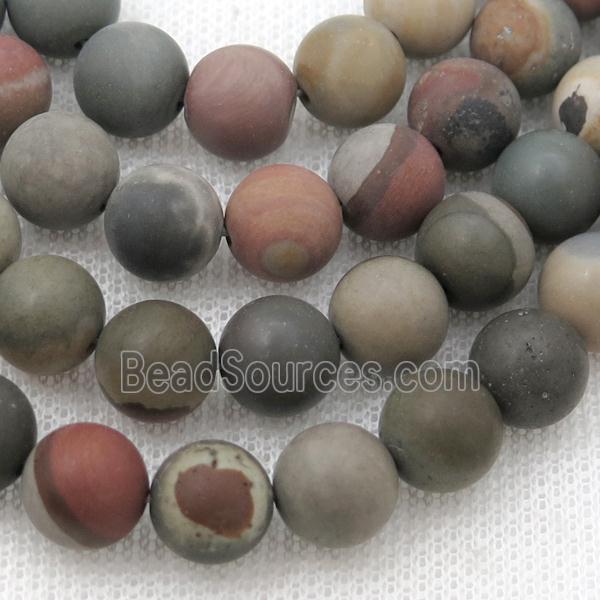 round Ocean Jasper Beads, matte