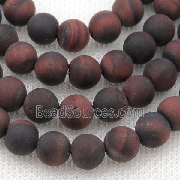 round Red Tiger Eye Stone Beads, matte