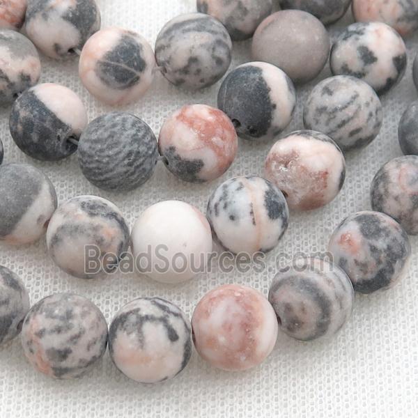 pink Zebra Jasper Beads, round, matte