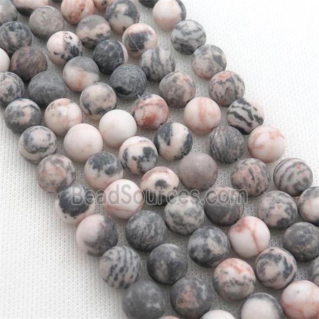 pink Zebra Jasper Beads, round, matte