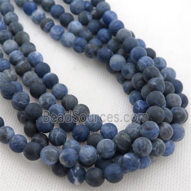 round Blue Sodalite Beads, matte