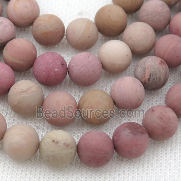 pink Wooden Lace Jasper Beads, round, matte