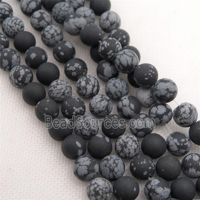 round black Snowflake Jasper Beads, matte