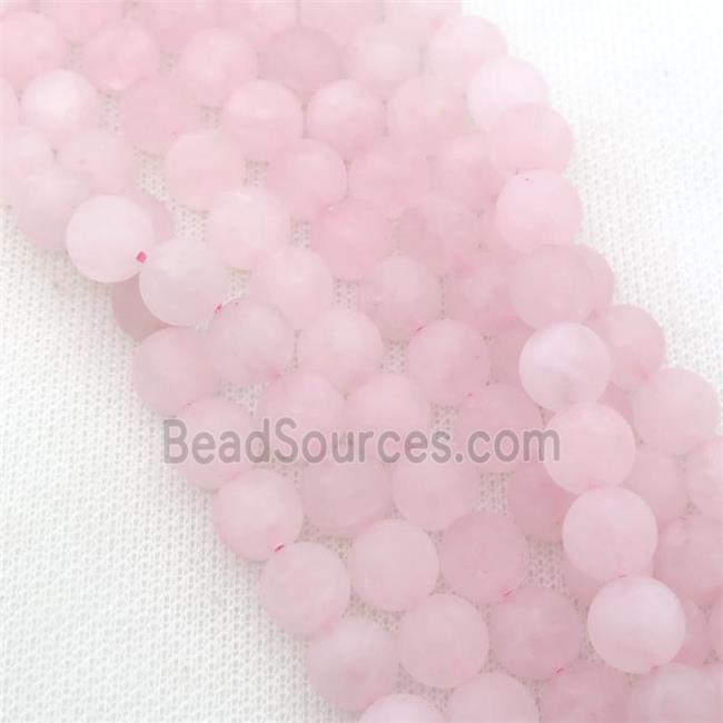 round pink Rose Quartz Beads, matte