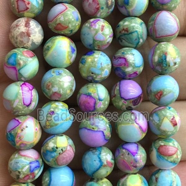 mosaic synthetic Imperial Jasper Beads, round, multicolor