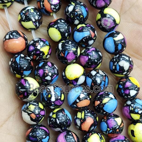 mosaic synthetic Imperial Jasper Beads, round, multicolor