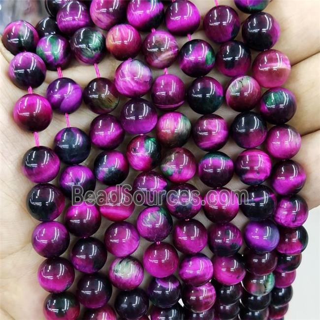 hotpink Tiger eye stone beads, round