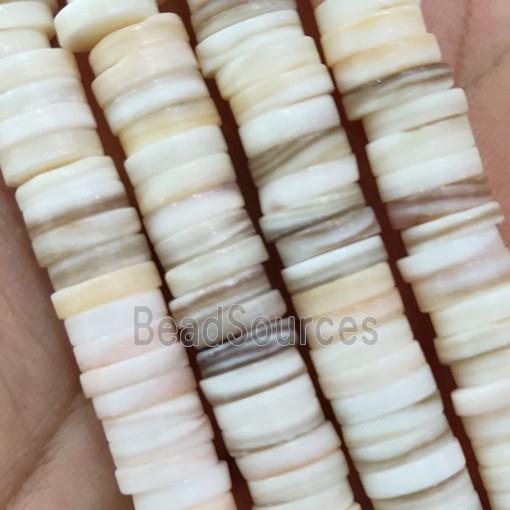 freshwater Shell heishi beads, white