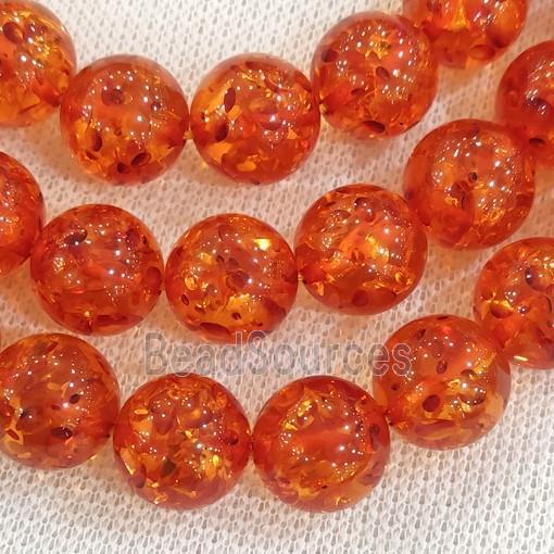 red synthetic Amber Beads, round