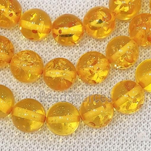 yellow synthetic Amber Beads, round