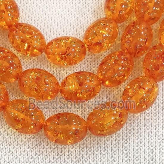 orange synthetic Amber barrel Beads