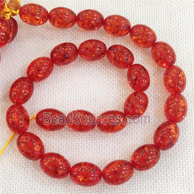 red synthetic Amber barrel Beads