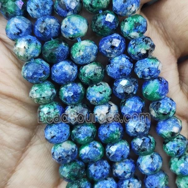 Natural Kiwi Jasper Beads Faceted Rondelle Blue Treated