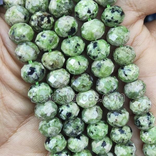 Natural Kiwi Jasper Beads Faceted Rondelle Green Treated