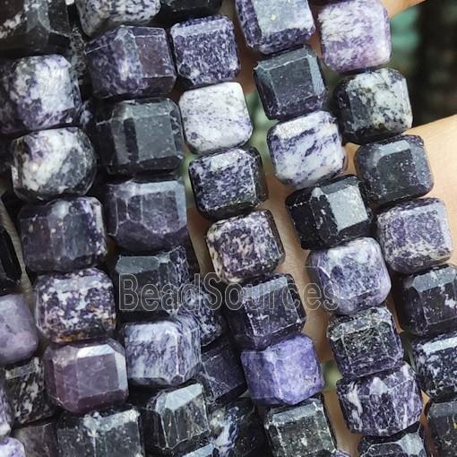 purple Charoite cube beads, faceted