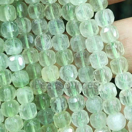 green Prehnite cube beads, faceted