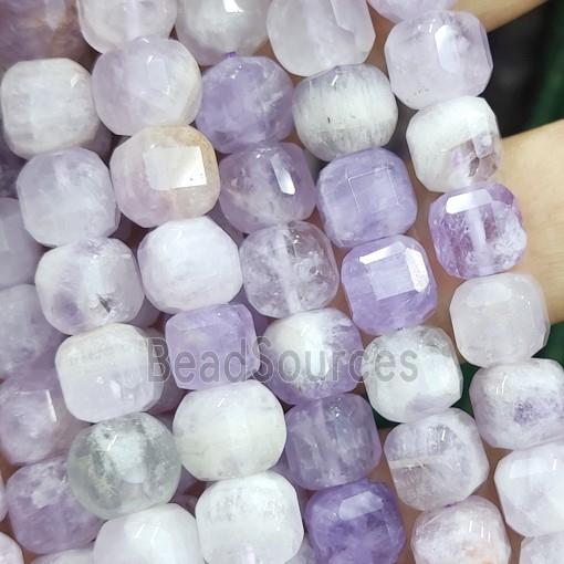 purple Chalcedony Beads, faceted cube