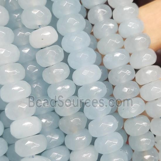 lt.blue Jade beads, faceted rondelle