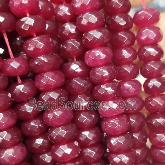 ruby Jade beads, faceted rondelle