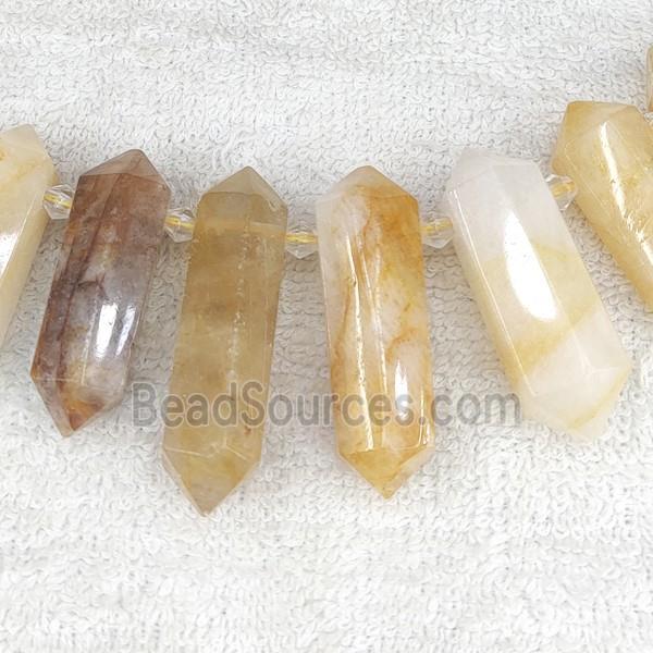 yellow Iron Quartz bullet beads, top-drilled