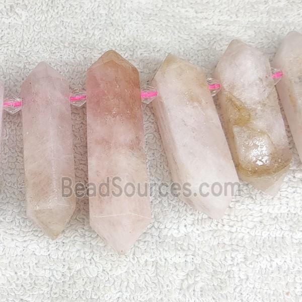 pink Morganite bullet beads, top-drilled